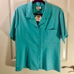 Vintage Jessica Scott SZ M SS Covered Buttons Blouse NOS